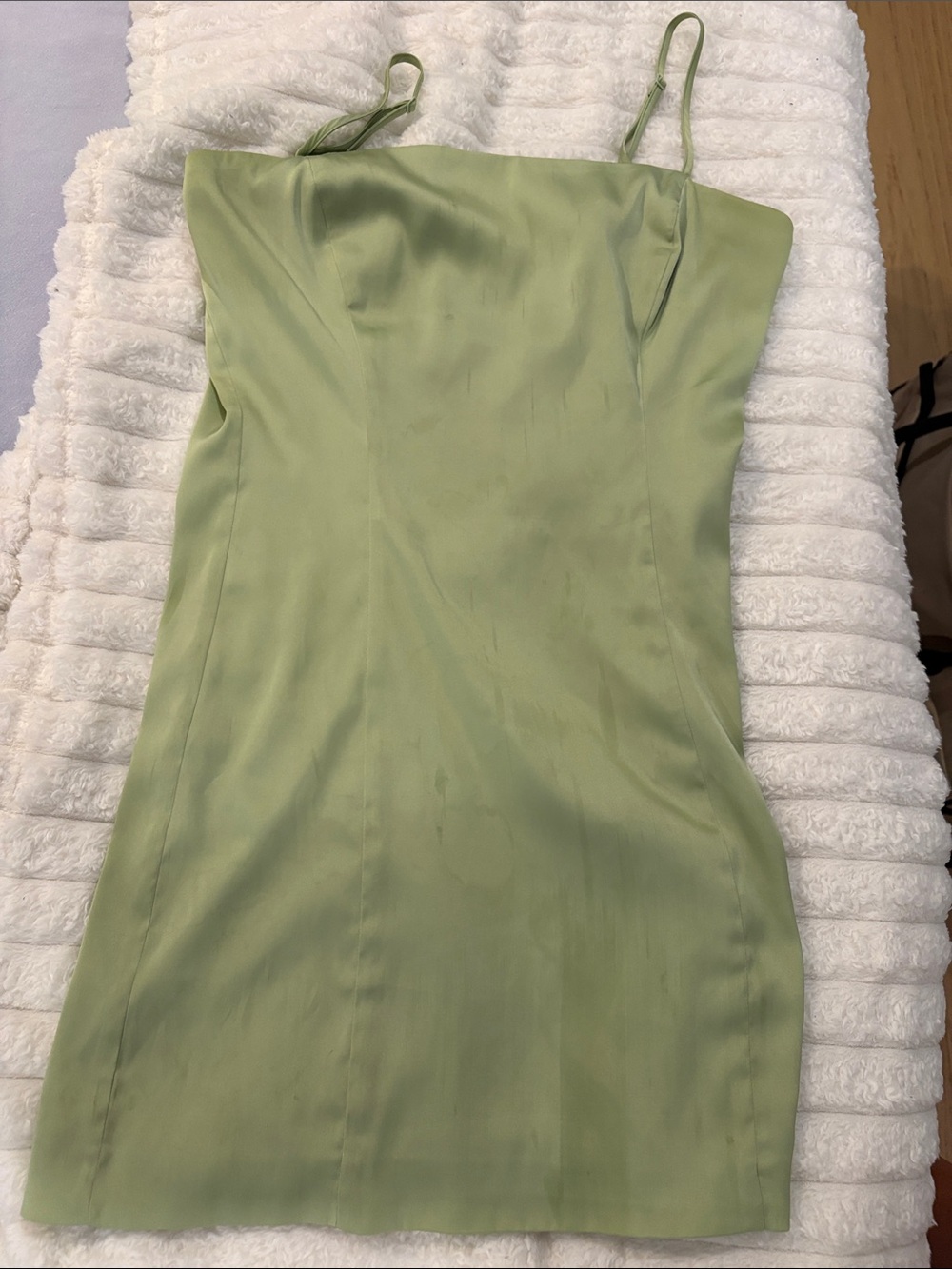 Sunday Best Sage Green Satin Slip Mini Dress